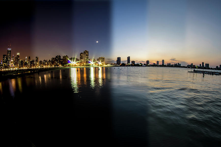 Chicago Photograph - Fisheye view of Chicago time slice photo by Sven Brogren
