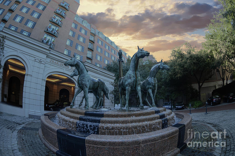 Fisheye View of the Quadriga Horse Fountain Photograph by Dale Powell
