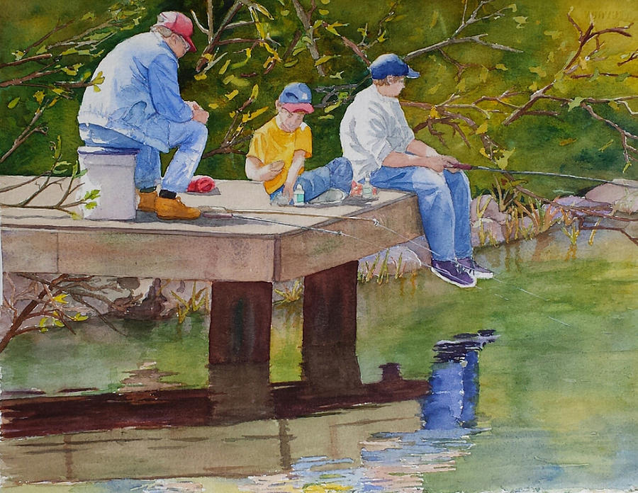 Fishin Painting by Judy Mercer