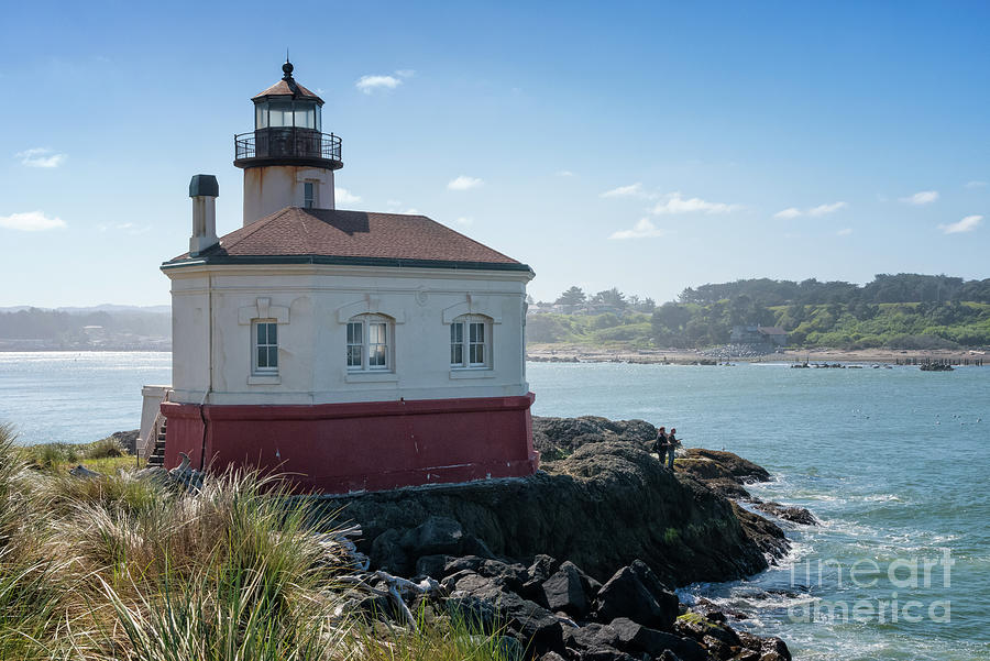 Fishing At Coquille River Lighthouse Photograph