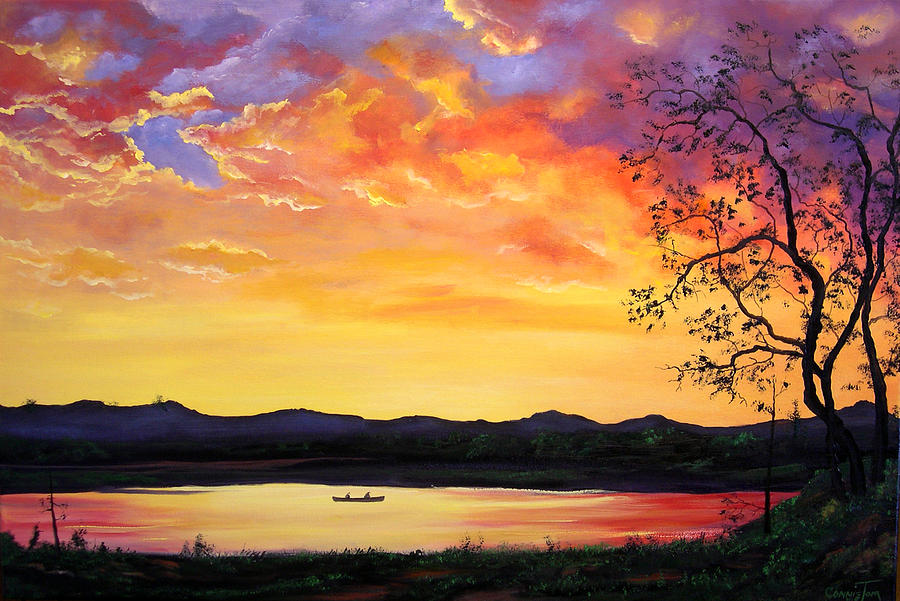 Fishing at First Light II Painting by Connie Tom - Fine Art America