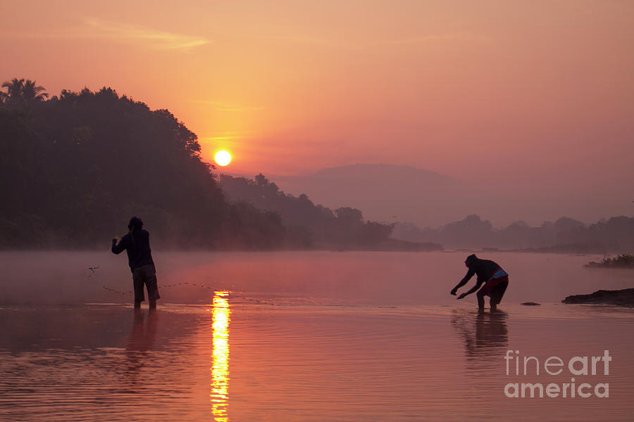 Fishing at Sunrise Photograph by Hitendra SINKAR