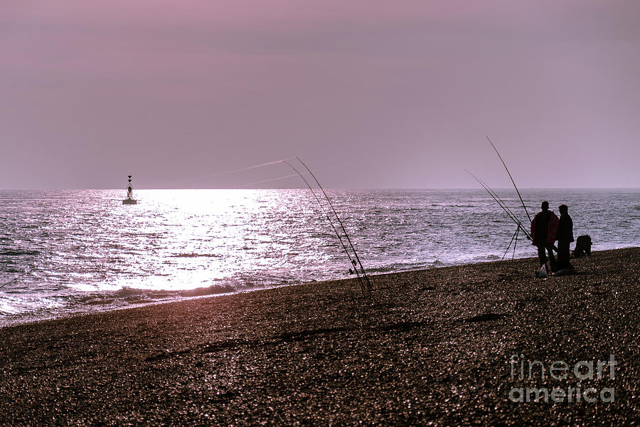 Fishing at Sunset, Dungeness Beach Photograph by Perry Rodriguez