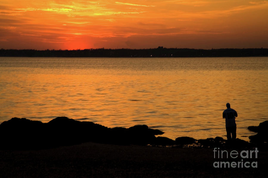 Sunset Photograph - Fishing at Sunset by Karol Livote