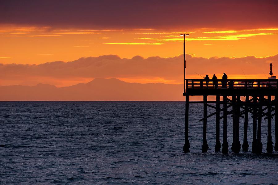 Newport Beach Photograph - Fishing at sunset by Peter Thoeny