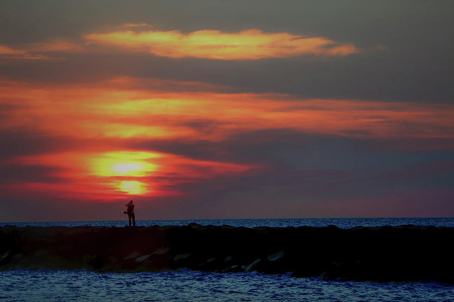 Fishing at Sunset Photograph by Teresa Wilson