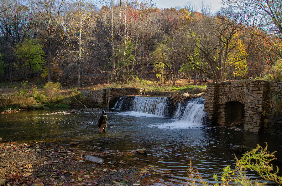 Fishing at Valley Forge Creek Photograph by Bill Cannon