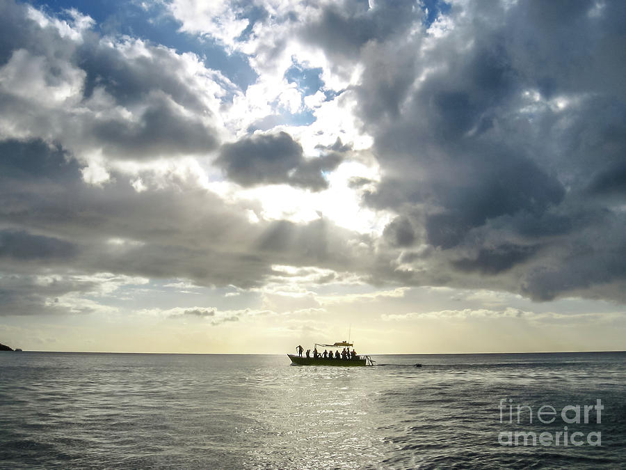 Fishing boat at Caribbean Pyrography by Benny Marty