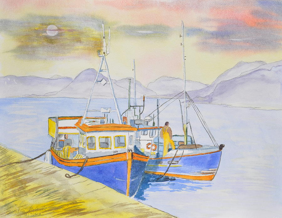 Boat Painting - Fishing Boat At Dock by Jonathan Galente