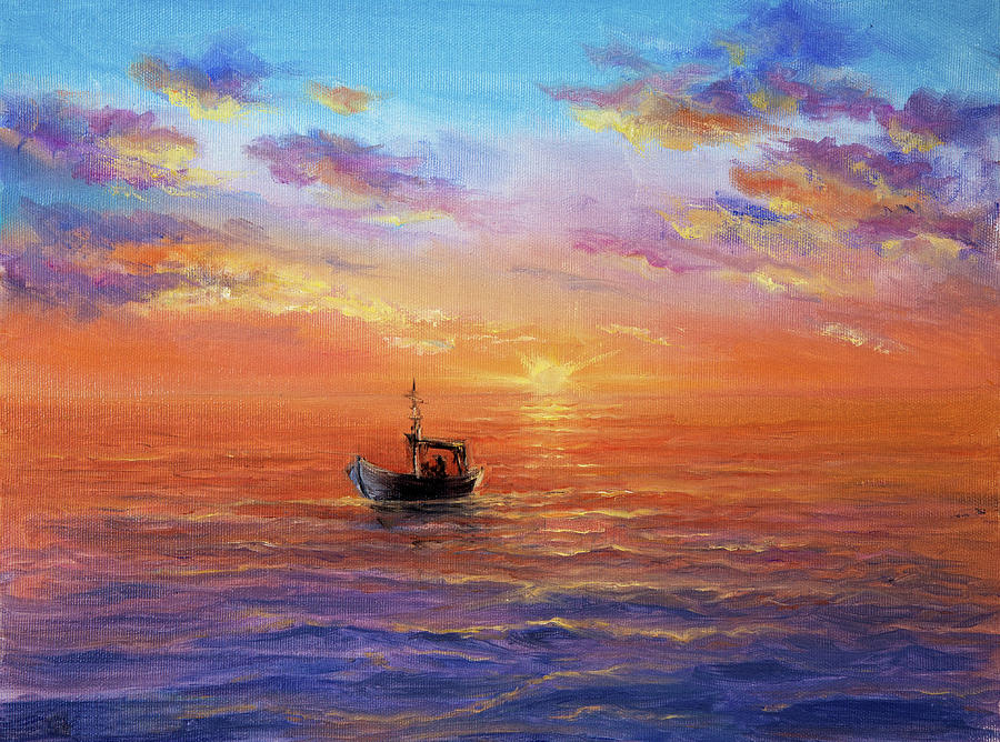 Fishing boat Painting by Boyan Dimitrov