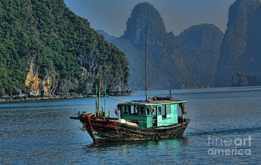 Fishing Trolly Boat Ha Long Bay Vietnam Photograph by Chuck Kuhn - Pixels