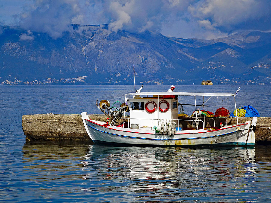 Mediterranean Photograph - Fishing Boat Docked In Corfu Greece by Rick Rosenshein