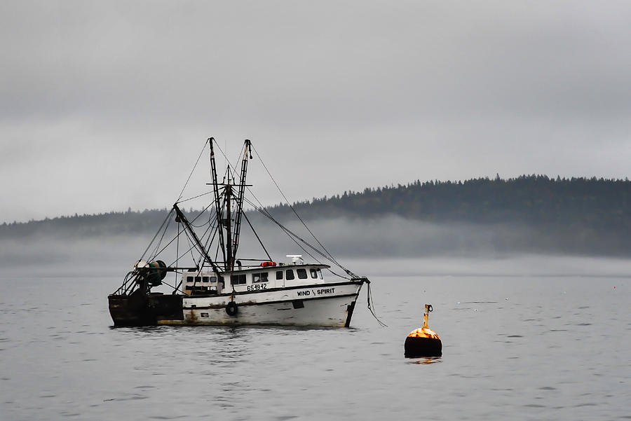 Fishing Boat Fog Bar Harbor Maine Photograph by Terry DeLuco