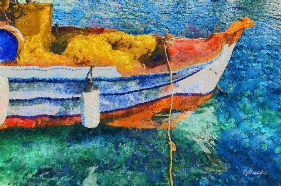 Fishing boat Painting by George Rossidis