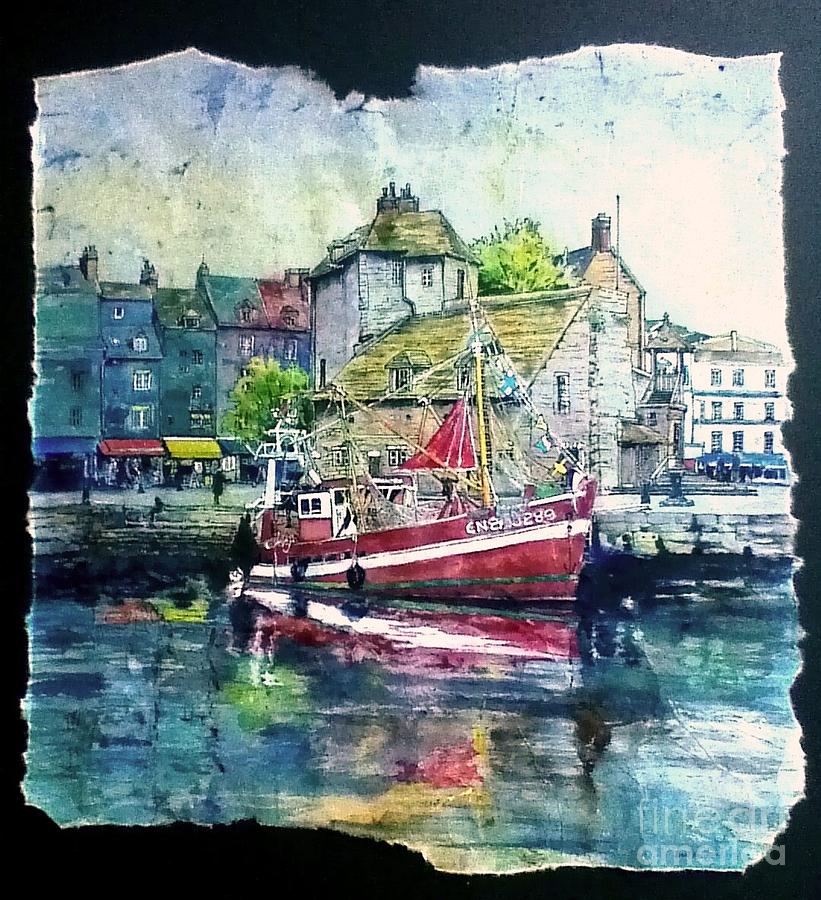 Fishing Boat in Honfleur Harbour Painting by Bev Morgan
