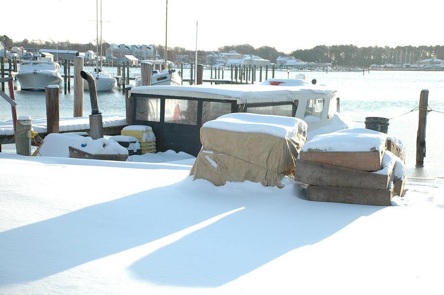 Fishing boat in the snow Photograph by Marc Van Pelt Fine Art America