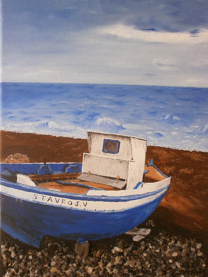 Fishing boat Painting by Maria Woithofer
