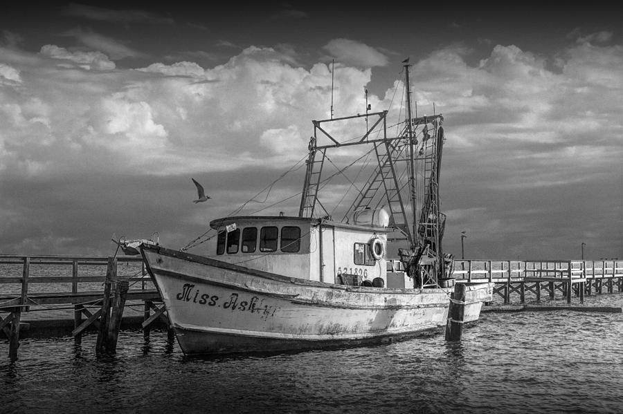 Winter Photograph - Fishing Boat Miss Ash in Black and White by Randall Nyhof