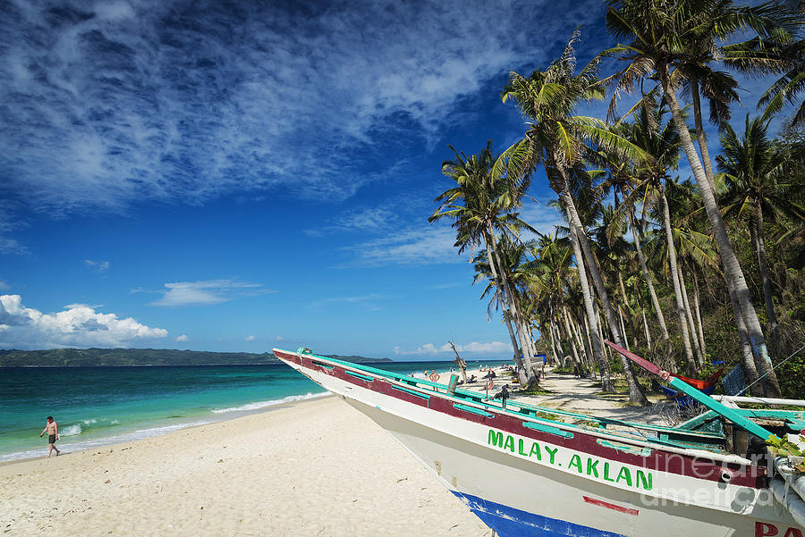 Fishing Boat On Puka Beach Tropical Paradise Boracay Philippines Photograph by JM Travel Photography