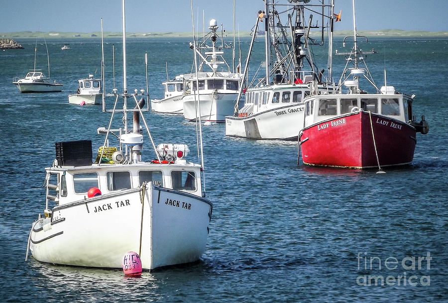 Fishing Boats - Lady In Red Photograph