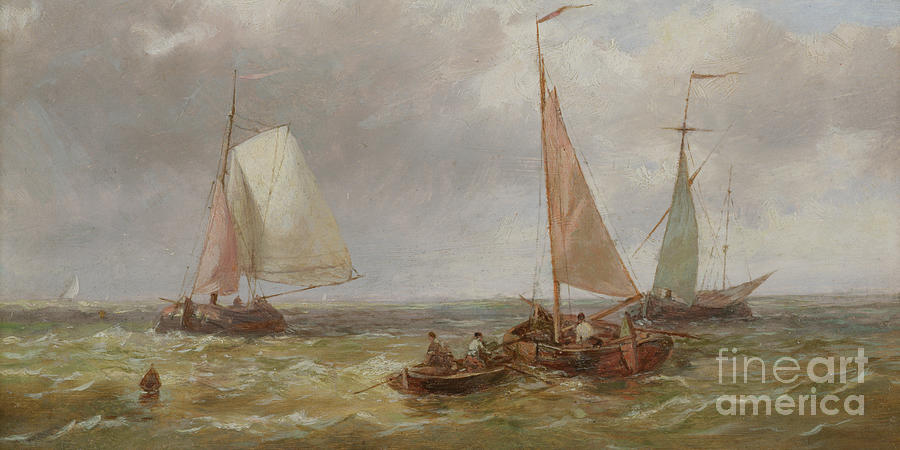 Hulk Painting - Fishing Boats at Sea by Abraham Hulk