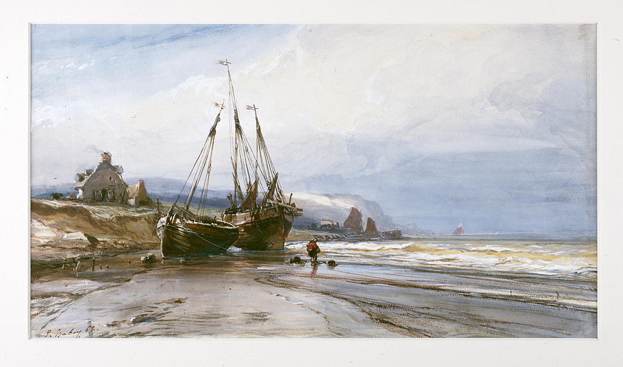 Fishing Boats Drawing by Eugene Isabey