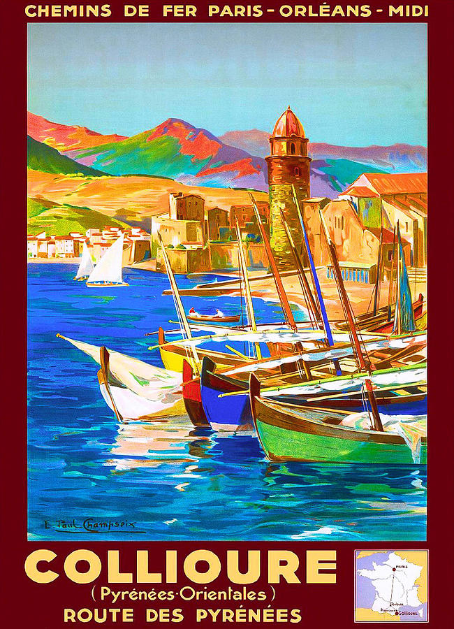 Fishing boats in Collioure harbor Painting by Long Shot