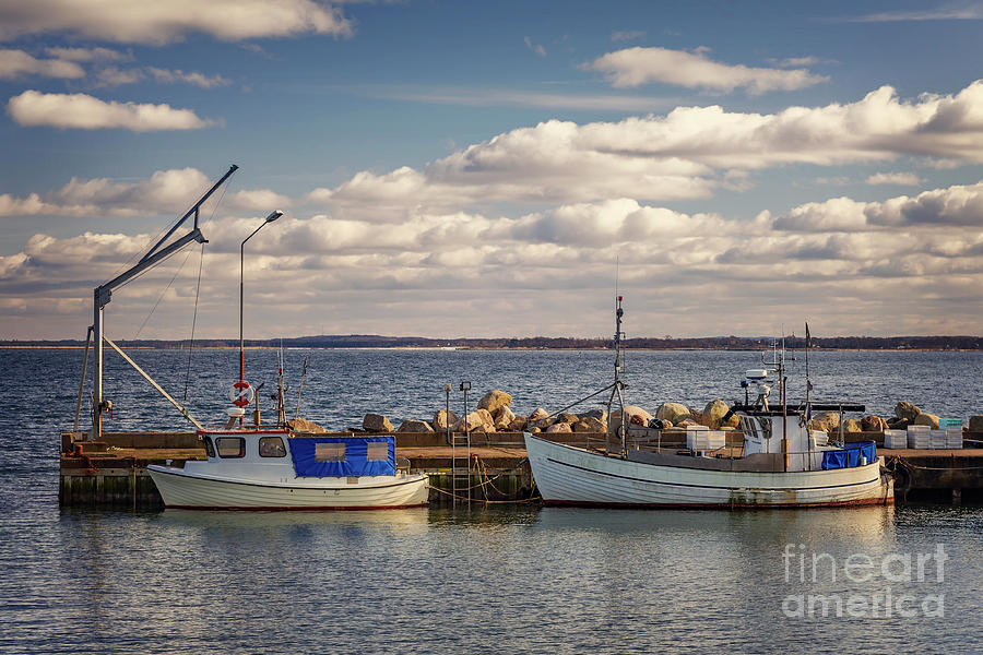 Nature Photograph - Fishing boats in small harbour by Sophie McAulay