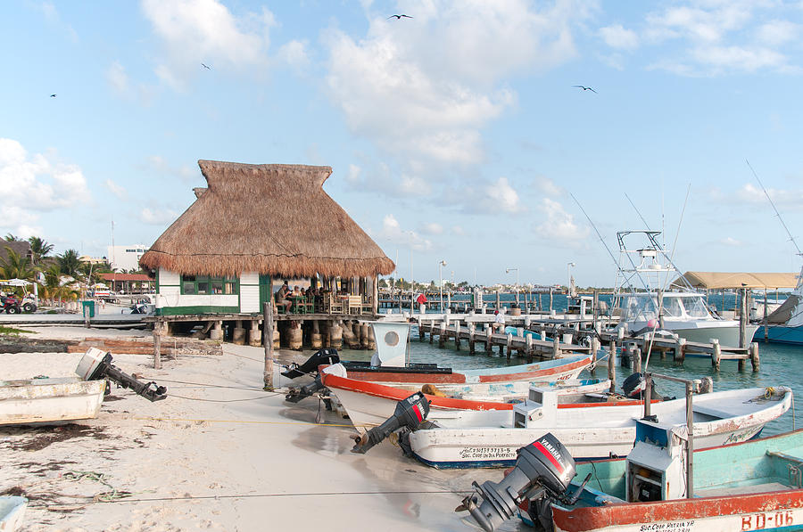 Fishing Boats In The Marina At Isla Mujeres Digital Art