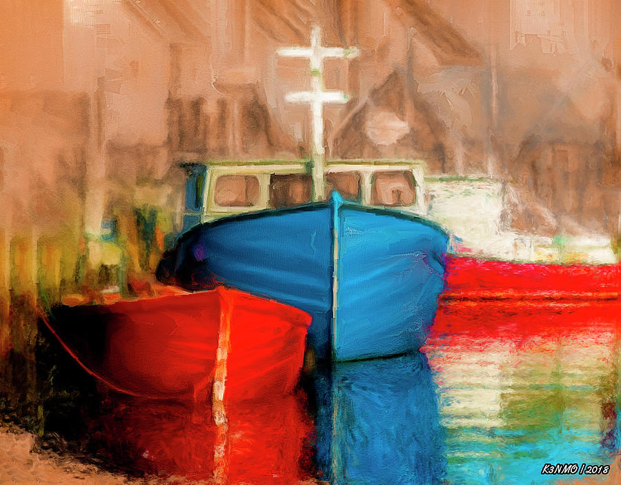 Fishing Boats Digital Art by Ken Morris