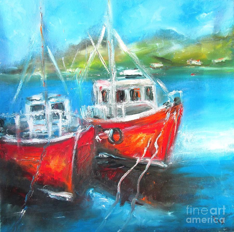 Fishing boats art and paintings Painting by Mary Cahalan Lee - aka PIXI