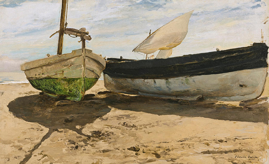 Joaquin Sorolla Y Bastida Painting - Fishing Boats on the Beach. Valencia by Joaquin Sorolla y Bastida