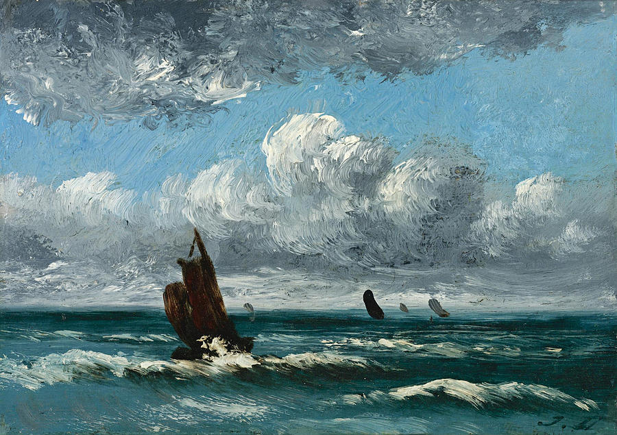 Fishing Boats on the Channel Coast Painting by Jules Dupre