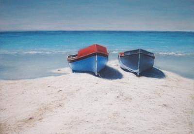 Blue Skies Painting - Fishing Boats by Rose Baggs Blue Skies Painting - Fishing Boats by Rose Baggs