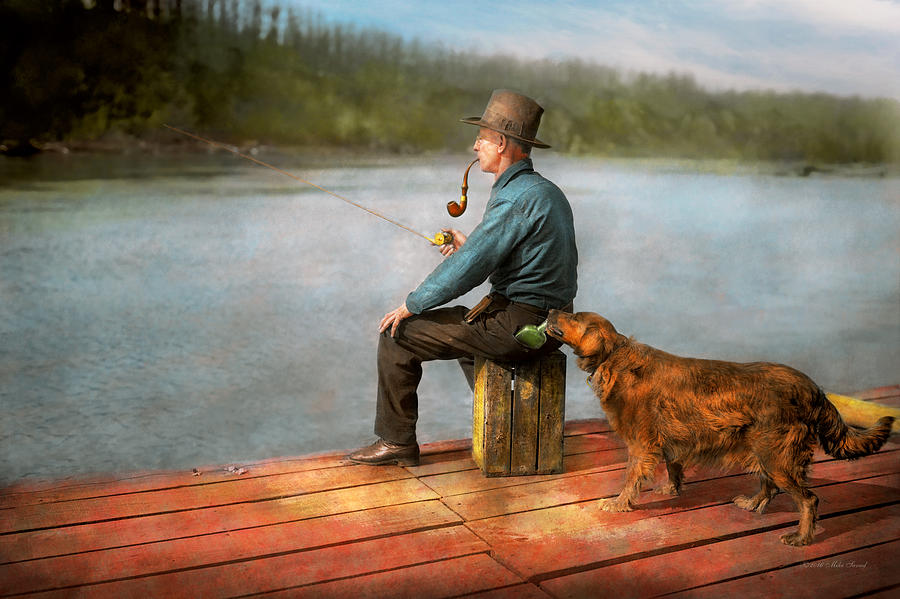 Summer Photograph - Fishing - Booze hound 1922 by Mike Savad