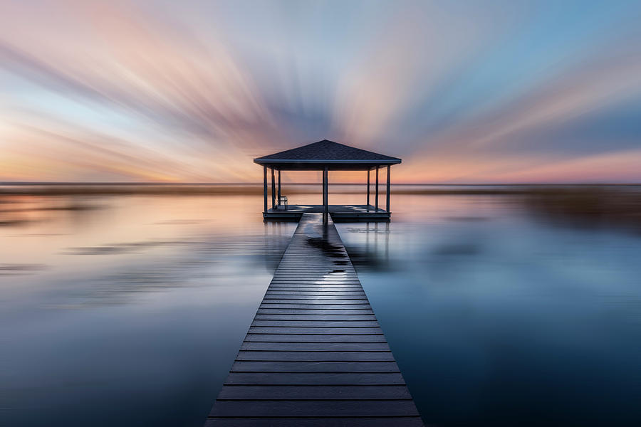 Fishing Dock before Dawn Dreamscape Photograph by Debra and Dave Vanderlaan