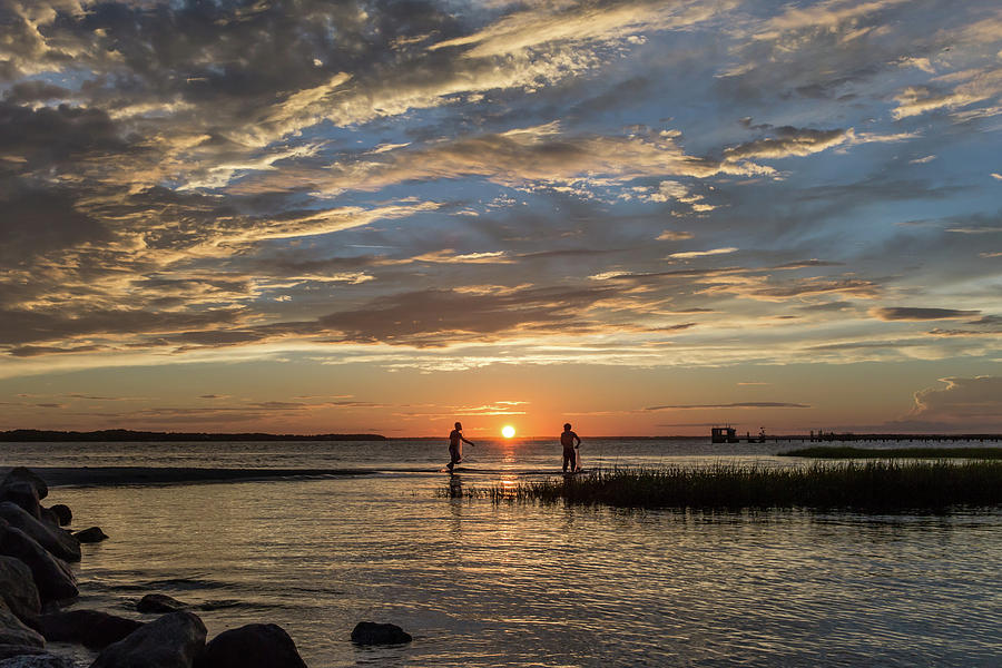 Sunset Photograph - Fishing during Sunset by John Bradley Leonard