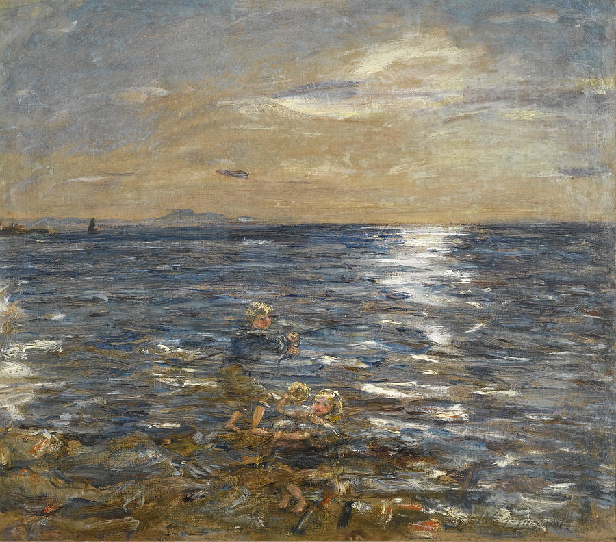 Fishing from the Rocks. Port Seton Painting by William McTaggart