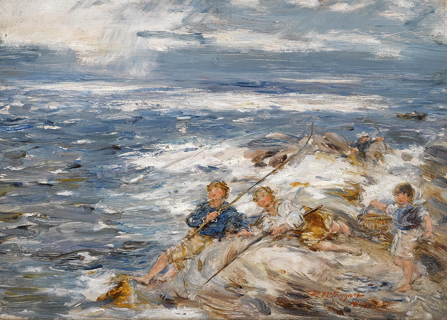 Fishing from the Rocks Painting by William McTaggart