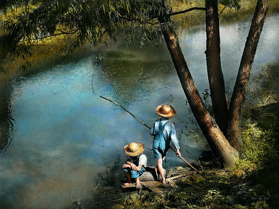 Tree Photograph - Fishing - Gone Fishin - 1940 by Mike Savad