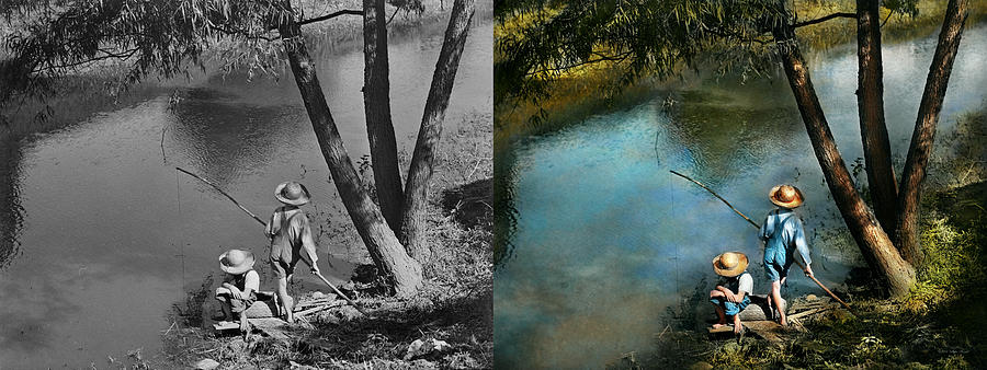 Fishing - Gone Fishin - 1940 - Side by Side Photograph by Mike Savad