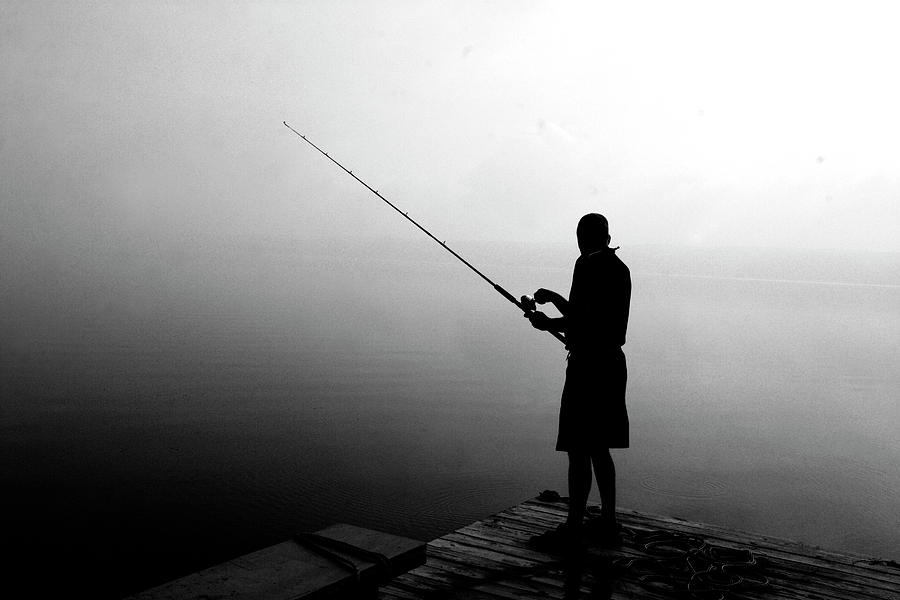 Fishing In Fog Photograph