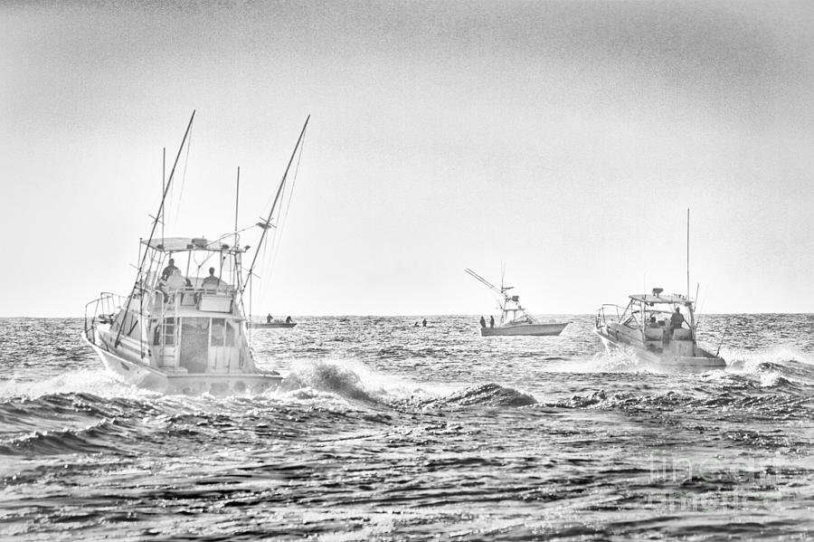 Fishing in Rough Seas Black and White Photograph by Al Nolan