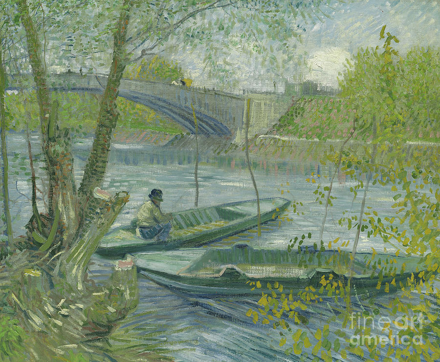 Fishing in Spring, the Pont de Clichy Painting by Vincent Van Gogh