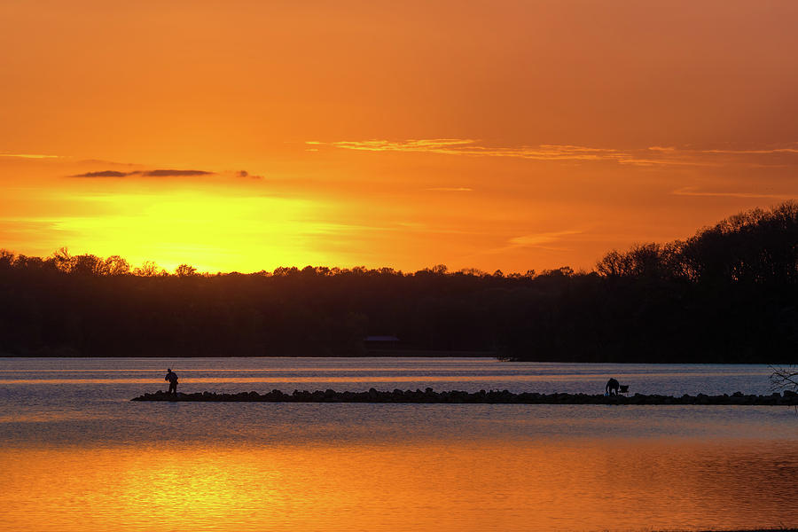 Fishing In The Golden Sunset At Kiser Lake State Park In Champaign ...