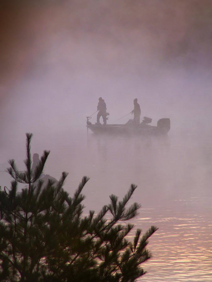 Fishing in the Morning Mist Photograph by Nancy Griswold