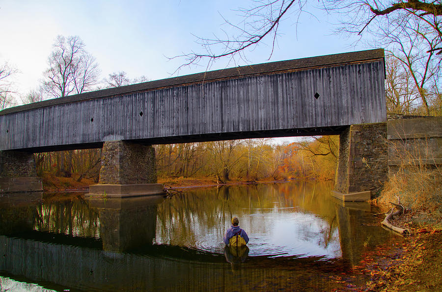 Fishing in Tyler State Park in Autumn Photograph by Bill Cannon