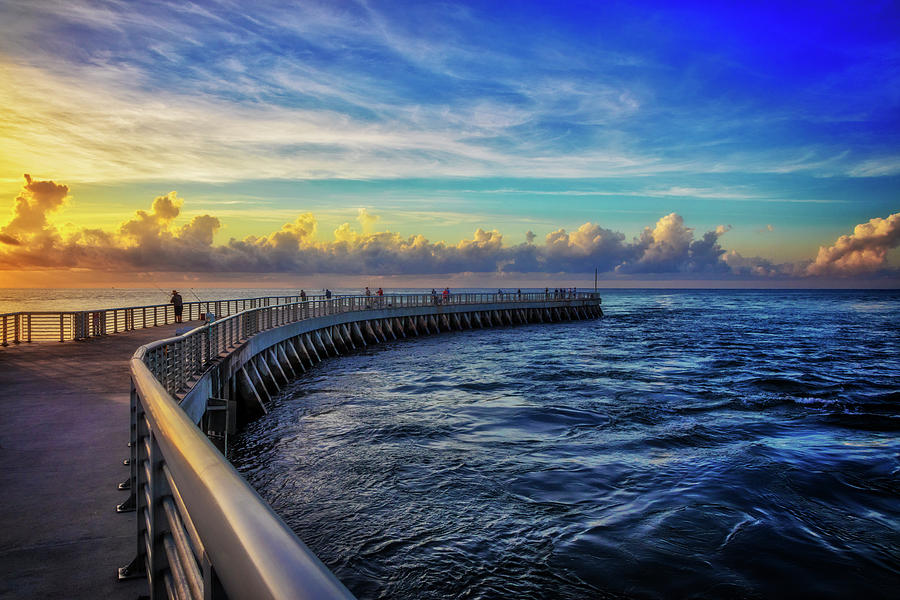 Fishing Jetty at Sunrise Photograph by Debra and Dave Vanderlaan