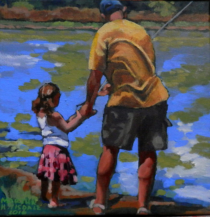 Fishing Lesson Painting by Martha Tisdale