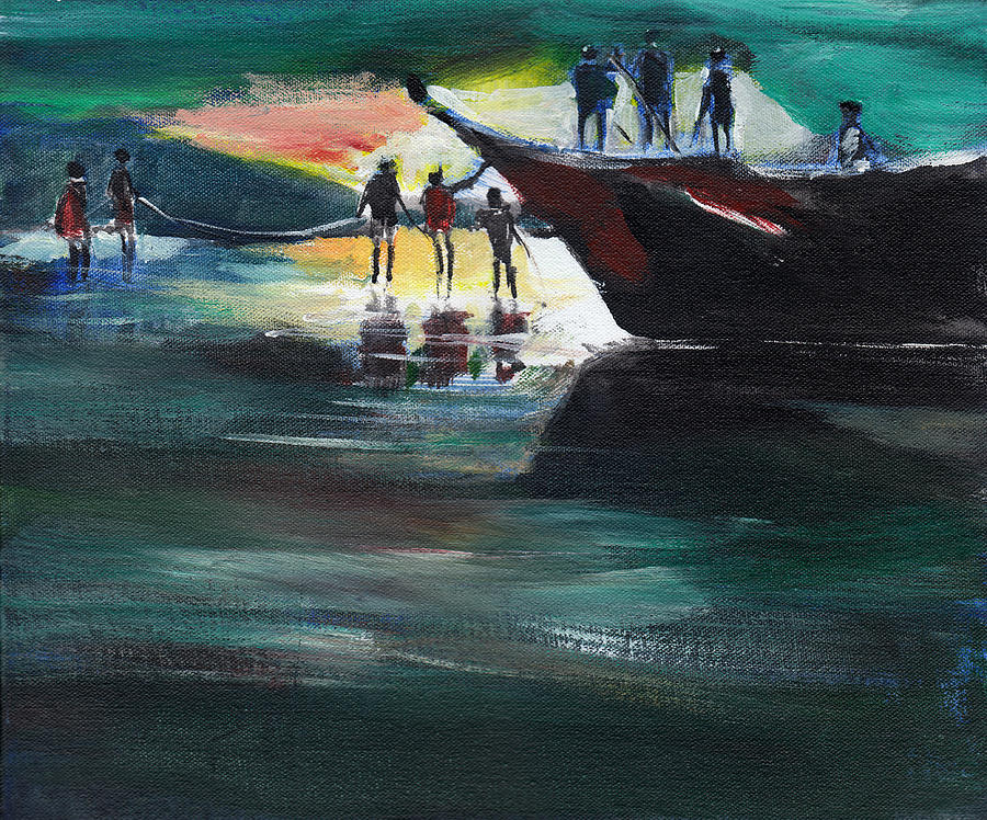 Fishing Line Painting by Anil Nene